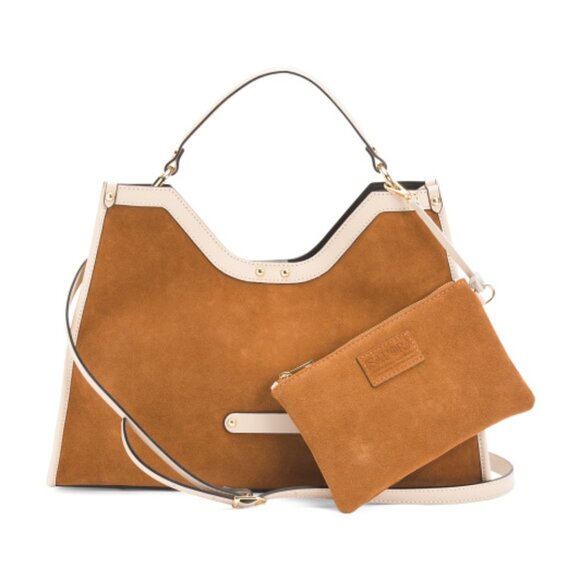 ISADORA Made In Italy Suede Trapeze Satchel - Picture 1 of 3